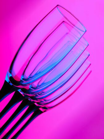 abstract wine  glass pink and blue colorの写真素材