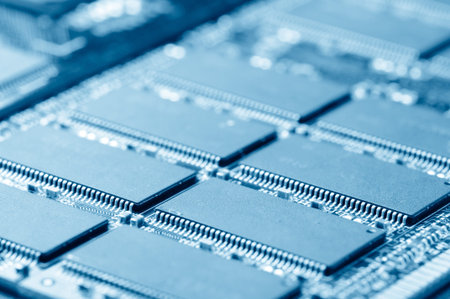 close-up of electronic circuit board with processor