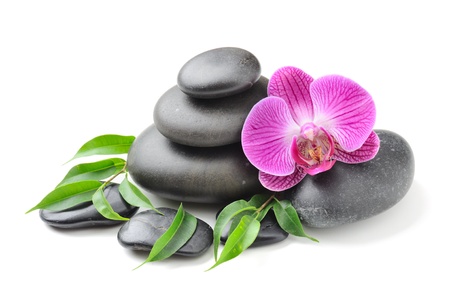 spa concept with zen stones and orchidの写真素材