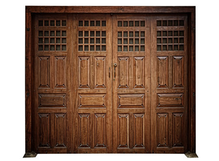 vintage wooden door on the white background
