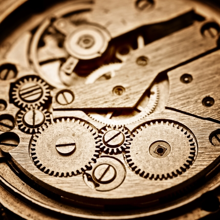 rusty mechanism in the old clockの写真素材