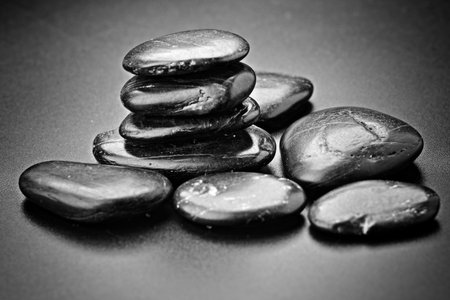 zen stones on the blackの写真素材
