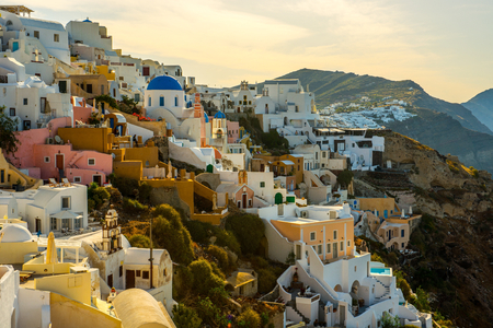 the famous blue and white city Oia,Santoriniの写真素材