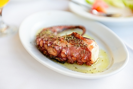 close up of cooked octopusの写真素材