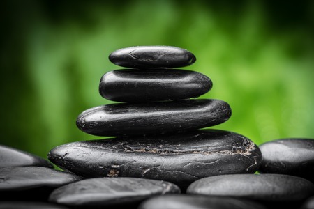 zen basalt stones and bambooの写真素材
