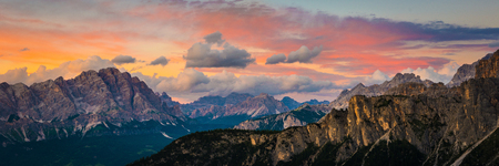 sunset at the Dolomites Alps.Italyの写真素材