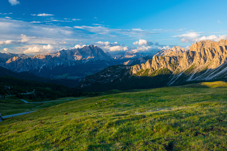 sunset at the Dolomites Alps.Italyの写真素材