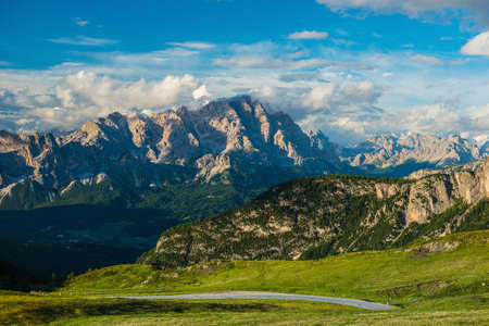 sunset at the Dolomites Alps.Italyの写真素材