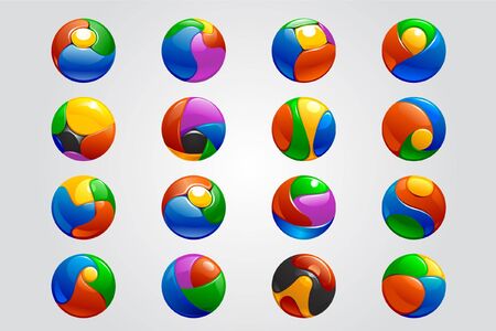 chrome balls logo elementsのイラスト素材