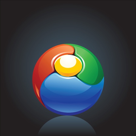 colorful and shiny chromium ball graphics agains dark backgroundのイラスト素材