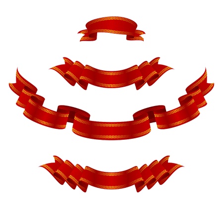a set of 4 red royal bannersのイラスト素材