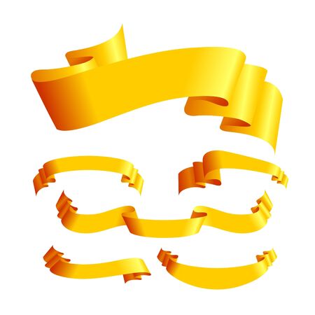 a set of six yellow bannersのイラスト素材