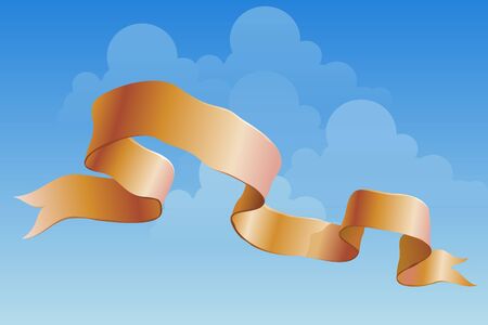 golden floating banners over blue skyのイラスト素材