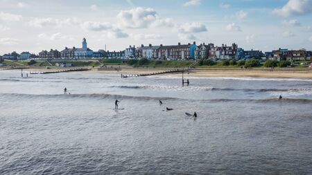 Surfing and Paddle Boarding Southwold UKの写真素材