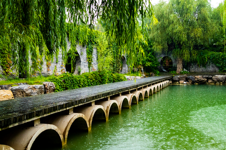 water bridge at gardenの写真素材