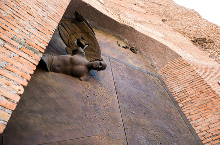 Emboss at church wallの写真素材