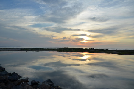 North Wildwood sunset at the Jettyの写真素材