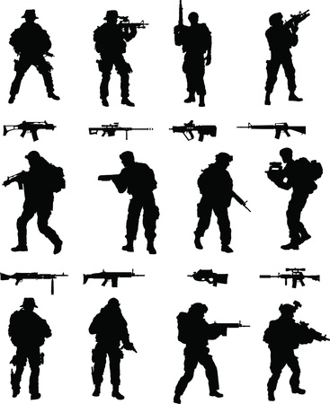 Special Operations Booster Pack,1 of 2 collection of elite military members in action, assorted weapons included のイラスト素材