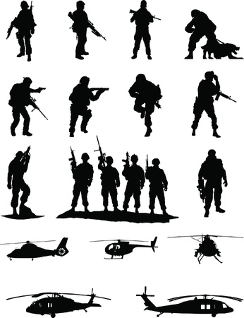 Special Operations Booster Pack  2 of 2,collection of elite military members in action with transport helicopters のイラスト素材
