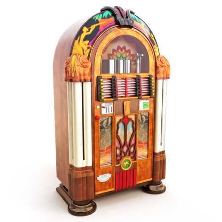 Retro vintage jukebox on a white background 3d modelの素材 