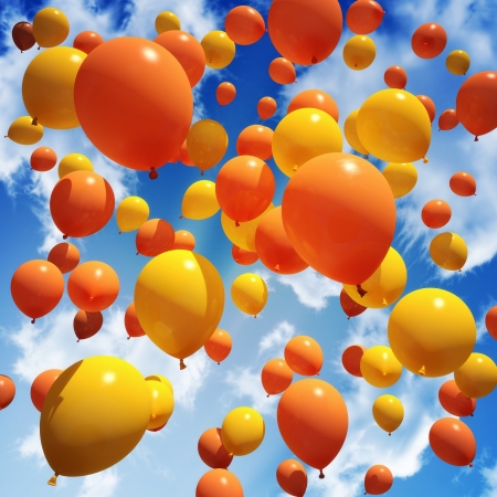 Balloon s released into the sky の写真素材