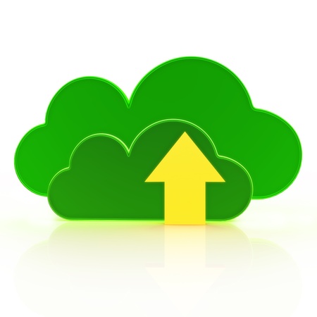Upload to the cloud  Cloud computing concept on a white background の写真素材