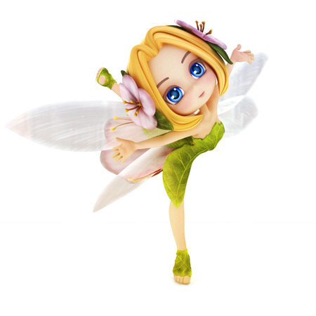 Cute toon ballerina fairy on a white backgroundの写真素材