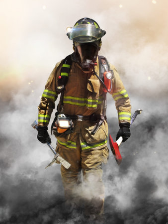  A firefighter pierces through a wall of smoke searching for survivors 