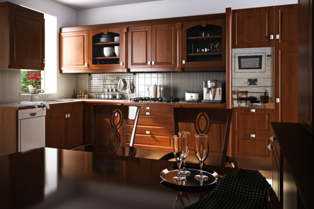  Traditional kitchen interior design with wood accentsの写真素材