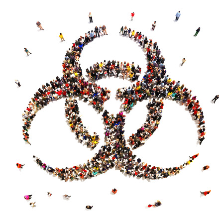 Large group of people potentially exposed to a bio hazard infectious disease.concept on a white background.の写真素材