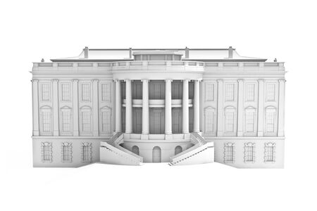 3d illustration of the main building of the White house on a white background.の写真素材