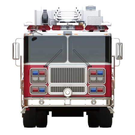 Generic firetruck illustration front view on a white background, part of a first responder seriesの写真素材