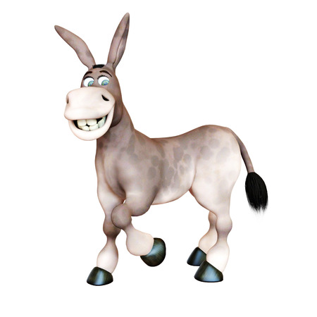 3d rendered illustration of Donkey smiling funny cartoon character isolated on a white background.の写真素材