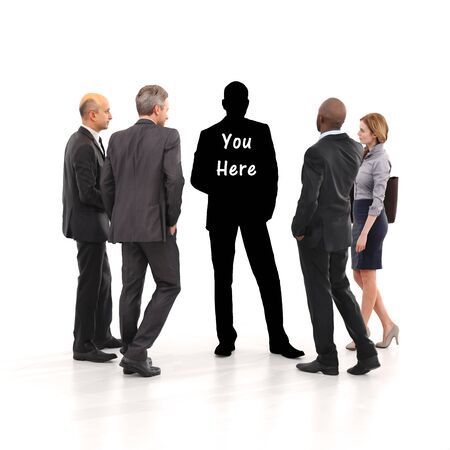 You here concept. Finding your business identity through leadership, teamwork, ambition ect. on a white isolated background . 3d renderingの写真素材