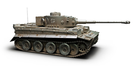 Vintage German World War 2 armored heavy combat tank on a white background. WWII 3d renderingの写真素材