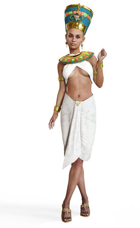 Beautiful rendition of Cleopatra the Egyptian ruler and Queen of Egypt on a white background. 3d renderingの写真素材