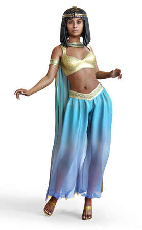 Beautiful rendition of Cleopatra the Egyptian ruler and Queen of Egypt on a white background. 3d renderingの写真素材