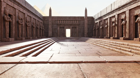 Ancient Egyptian architecture background. 3d renderingの写真素材