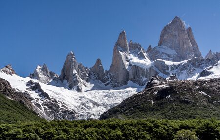 Views along the trail of Laguna de los Tres to Mt. Fitz Royの写真素材