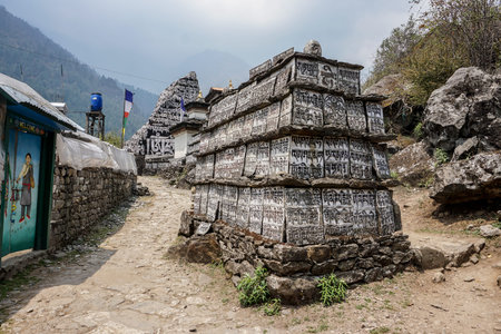 Day 1 of EBC Trek:  Buddist Monumentsの写真素材