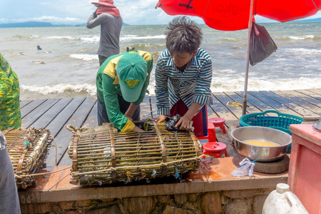 At Crab Market in Kep, Cambodiaのeditorial素材