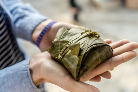 Bac Ha - Sunday Market - Sticky rice wrapped in a leafの写真素材
