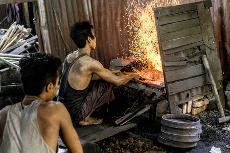 Mandalay, Myanmar - Gong making worksho (#1) where we bought our gongの写真素材