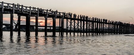 Mandalay, Myanmar - U Bein Bridge for Sunsetの写真素材