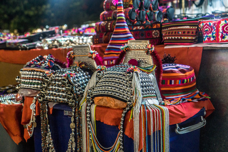 Chiang Rai, Thailand - Ethnic Crafts from Nearby HIlltribes - headdressedのeditorial素材