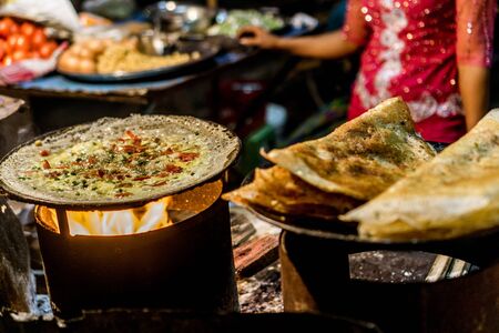 Mandalay, Myanmar - Night Market Food - Dosaの写真素材