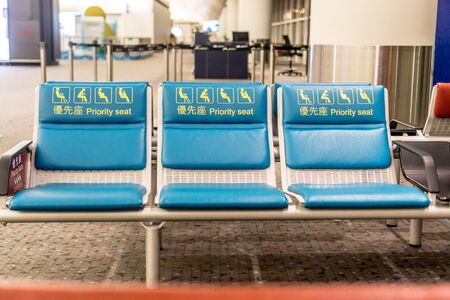 Empty seats at airport gateの写真素材