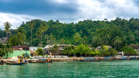 Ko Phi Phi's Limestone Cliffs with very colorful leavesの写真素材