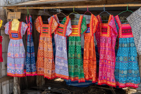 Visting Bon Jabo Village in northern Thailand between Pai and Mae Hong Sonの写真素材