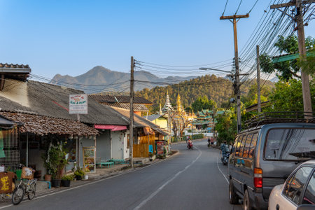 Wat Chong Kham temple in Mae Hong Son in Northern Thailandのeditorial素材